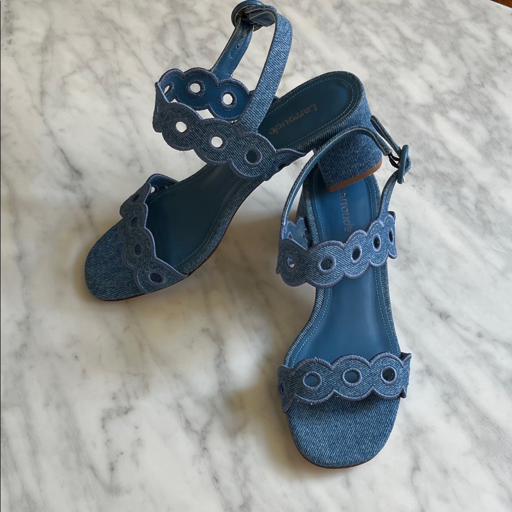 Larroude Denim Blue Sandals
